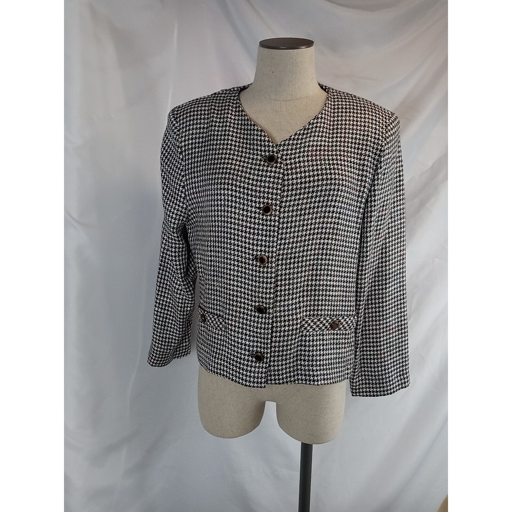 Vintage Requirement Blazer Jacket Women's Size 8 Plaid Dress‎ Jacket 5 Button - Picture 9 of 12